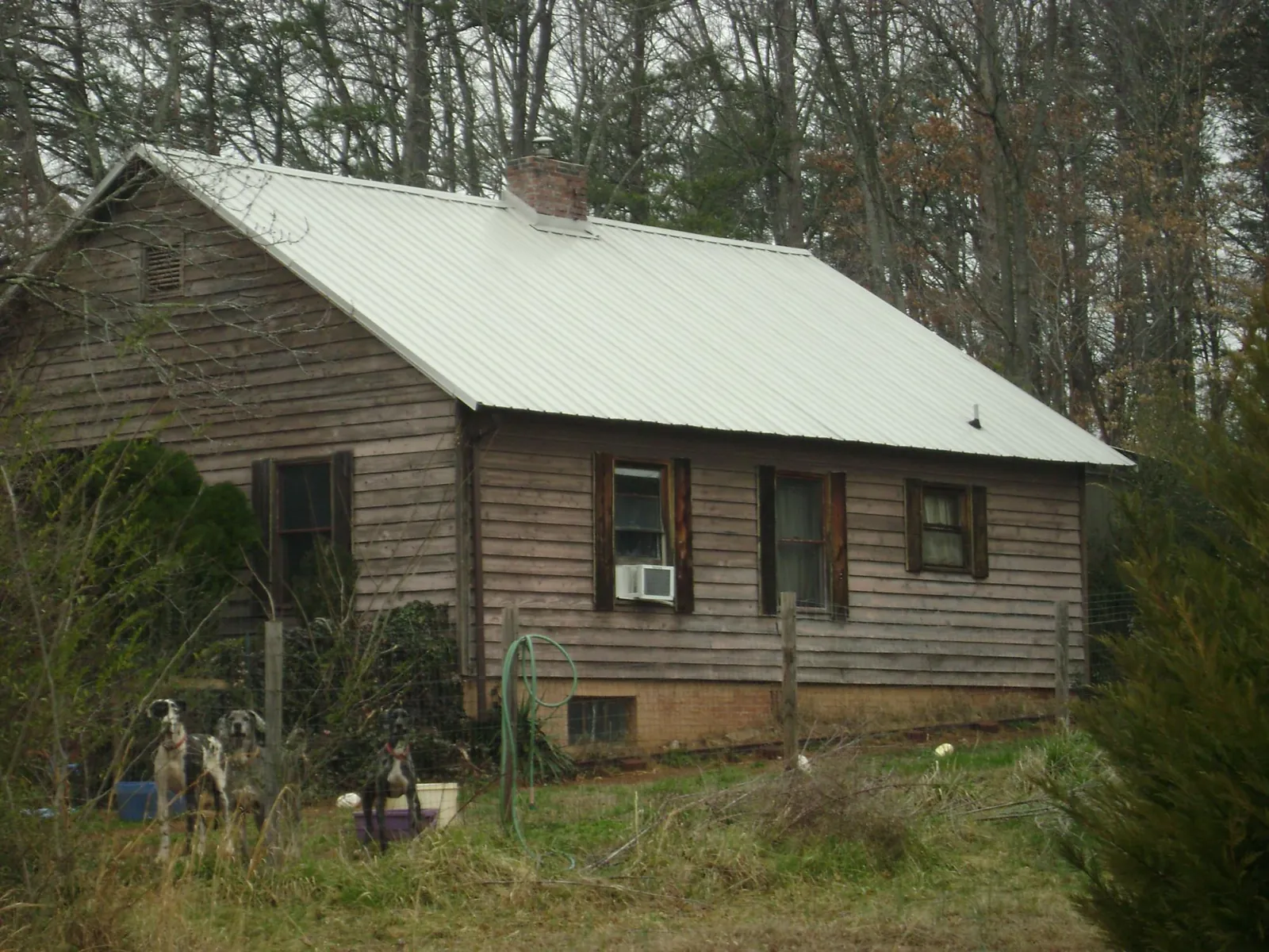 White metal roof on an old wood sided farmhouse, from a Metal Roof Installation job in Yountville